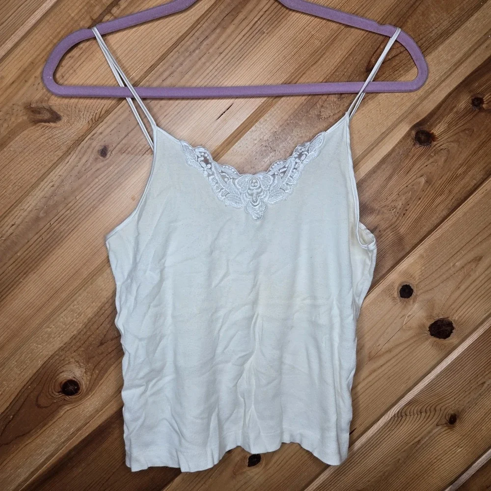 Vtg Victorias Secret Cotton Lace Camisole White Size Small‎ Gold Label